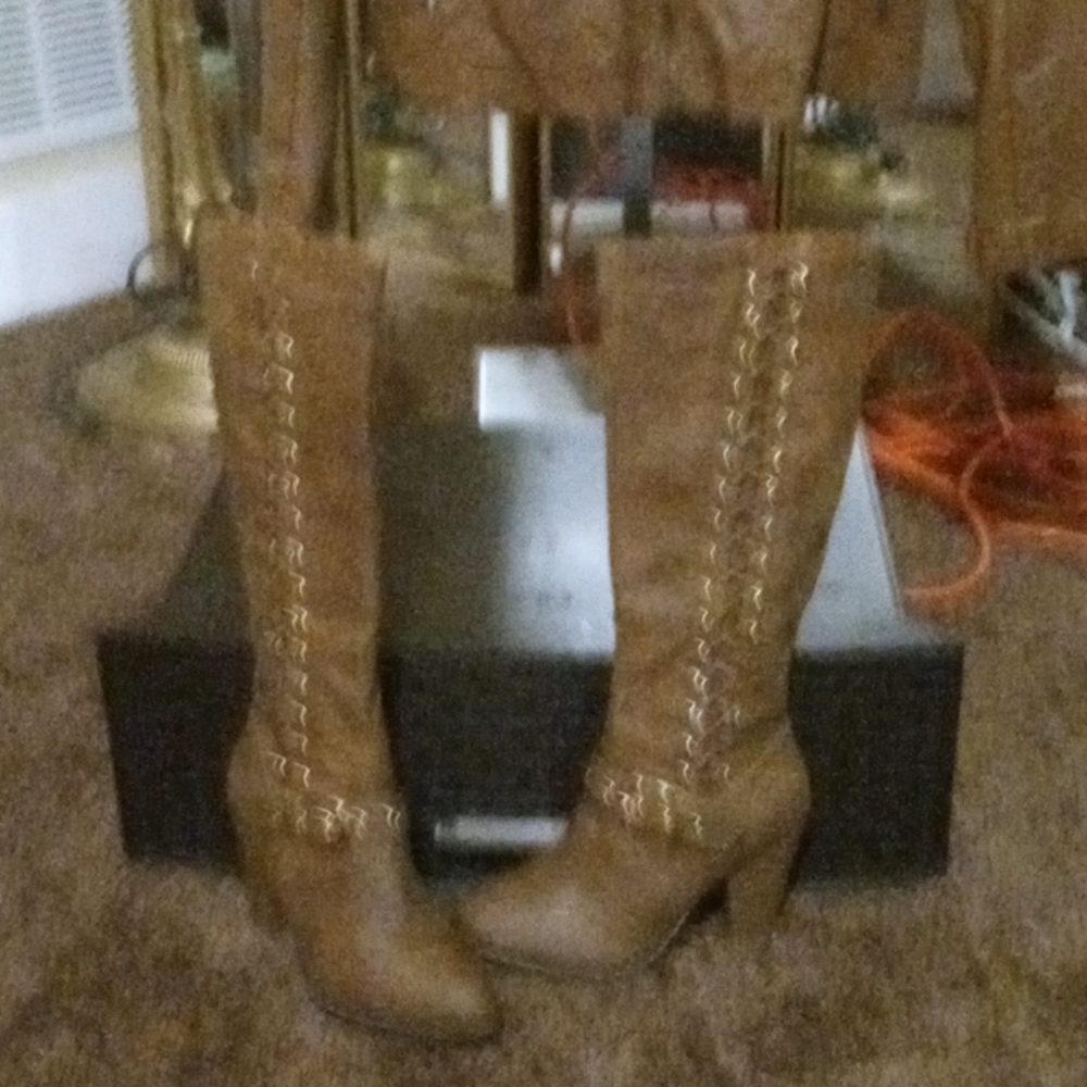Leather coat with matching boots